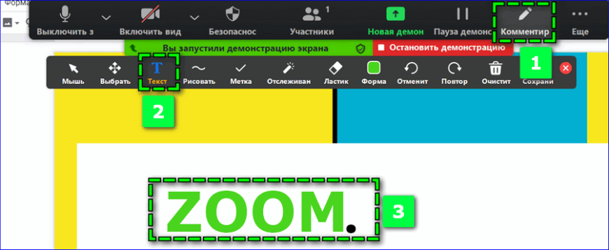 Как в zoom показывать презентацию через телефон